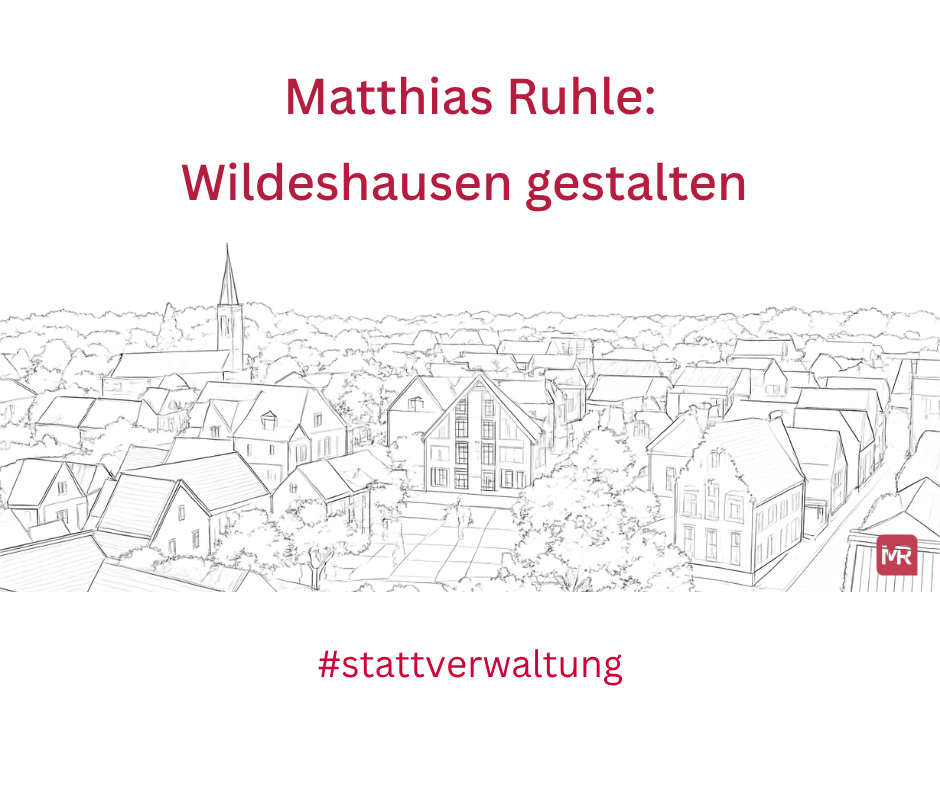 Wildeshausen gestalten statt verwalten Skizze von Wildeshausen mit dem Text Wildeshausen gestalten statt verwalten