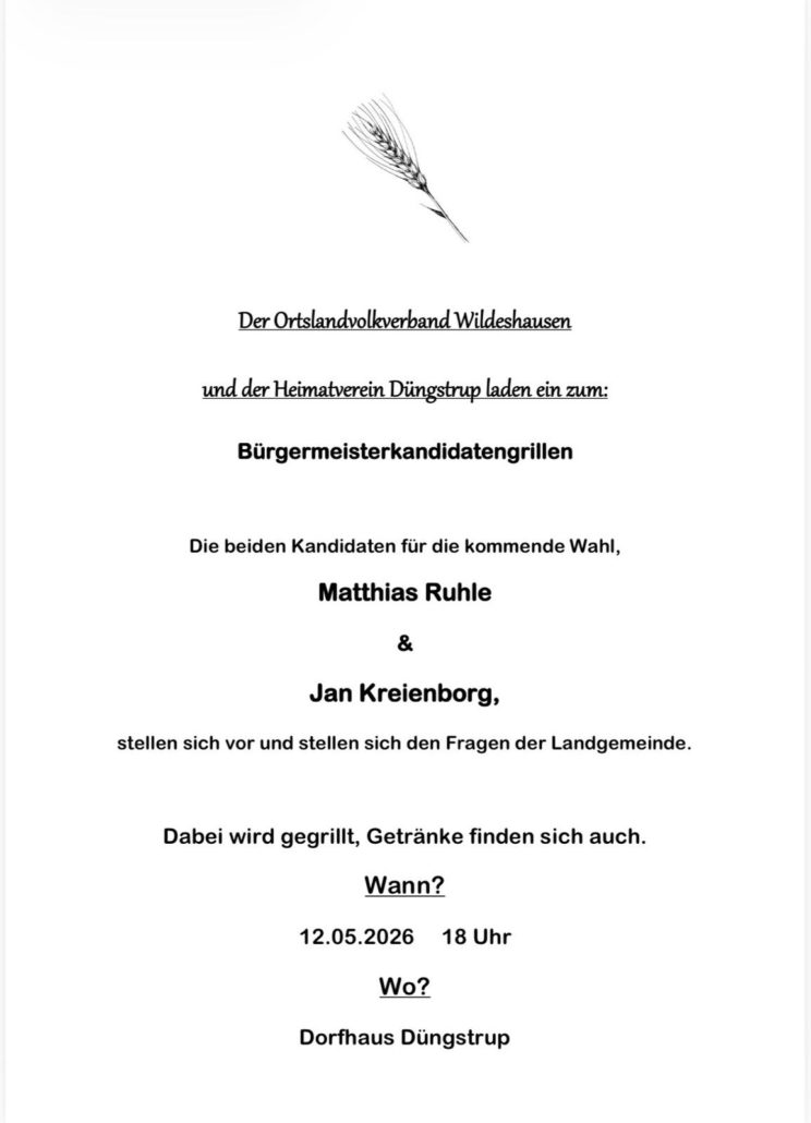 Bürgermeisterkandidatengrillen in Düngstrup